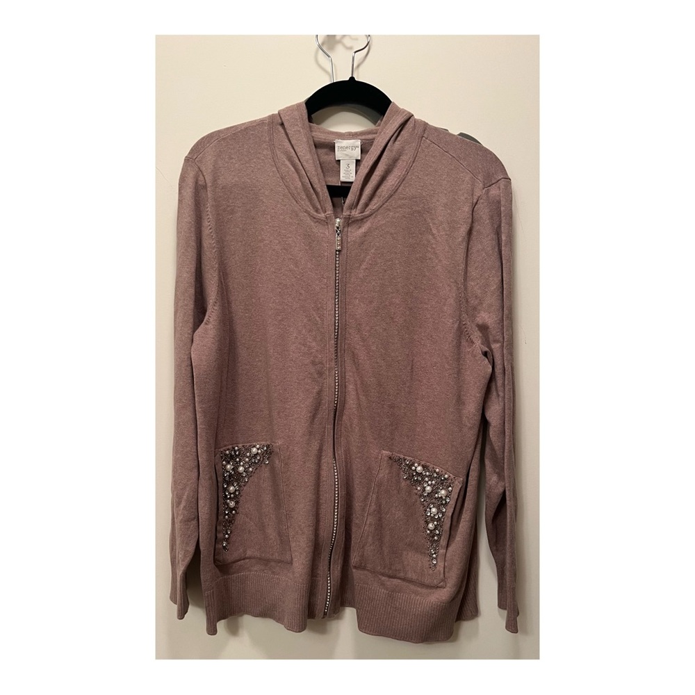 Chico’s Zenergy Cotton Cashmere Embellished Jacket